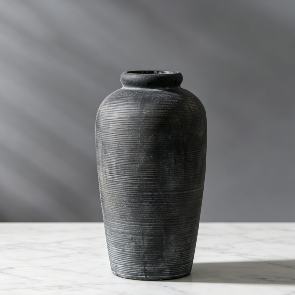 11" Bronze Ceramic Rustic Tall Vase